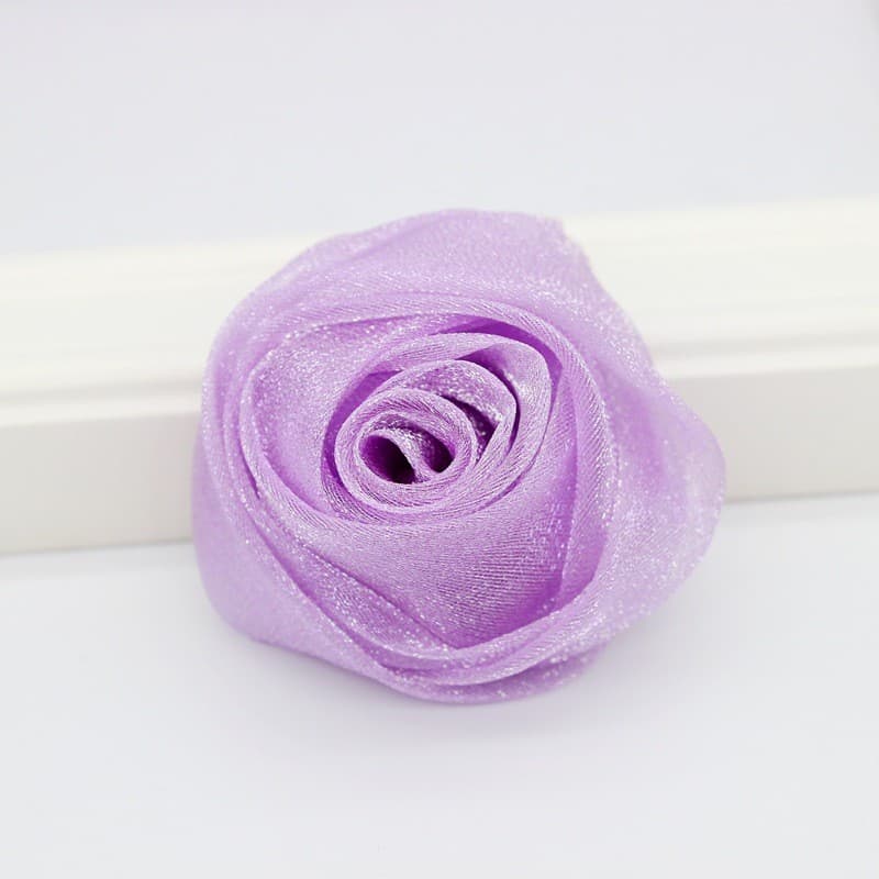 5pcs 5 ซม.3D Rose ดอกไม้หัว Organza ชีฟองผ้า Handmade DIY Headwear Hairpin อุปกรณ์เสริมผมเข็มกลัด รูปที่ 6