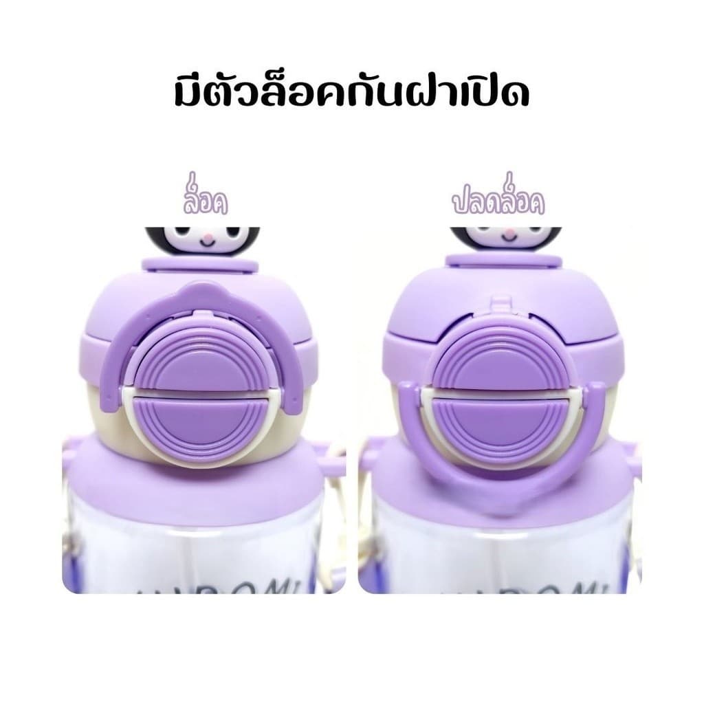 กระติกน้ำ กระติกน้ำเด็กพกพา หลอดเด้ง 2in1 มีสายสะพาย ขวดน้ำเด็กไปโรงเรียน 650ml รูปที่ 4