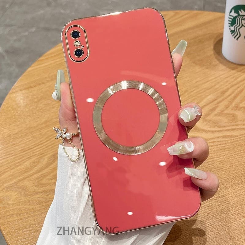ปลอกสําหรับ iPhone X XS XR XS MAX กรณี Electroplated ซิลิโคน TPU เคสโทรศัพท์พร้อมแม่เหล็กดูดที่เรียบง่ายเคสนิ่มชุบ Squaer ขอบฝาครอบ รูปที่ 3