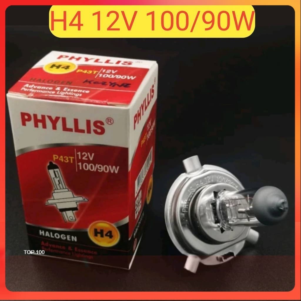 12v H4 100/90w 3ขา หลอดไฟหน้ารถยนต์ แสงเดิมรถ รูปที่ 1