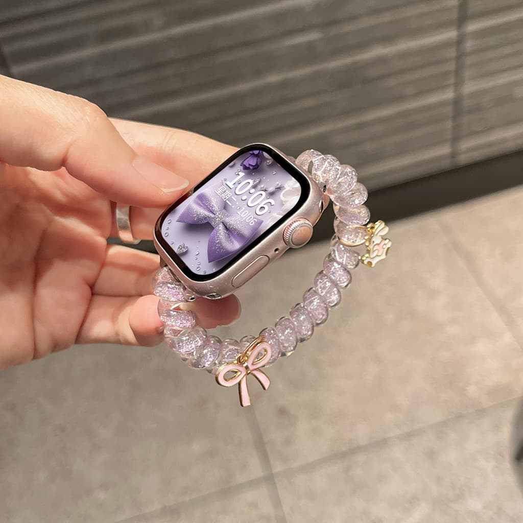 โบว์กระต่ายGlitterโทรศัพท์สายไฟผมสําหรับAmazfit Bip 6 Bip 5 5 Unity Bip 3 U Proสร้อยข้อมือสายคล้องคอสําหรับAmazfit Active 2 GTS 2 3 4 Miniยืดหยุ่นนาฬิกา รูปที่ 7