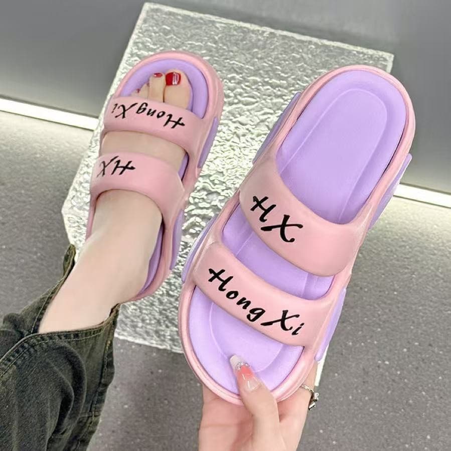 EnJoy รองเท้าแตะแฟชั่นผู้หญิง ดีไซน์สายคาดคู่ พื้นหนา ใส่สบาย สไตล์มินิมอลติดเทรนด์ รูปที่ 3