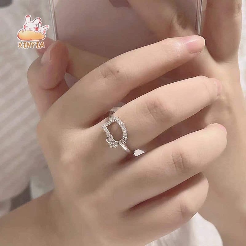 แหวนkittyแหวนมือแมวฝังเพชรINSสไตล์ญี่ปุ่นหวานน่ารักแหวนนิ้วผู้หญิงทุกวันสวมใส่ไม่ซีดจาง.xinyia.th รูปที่ 7