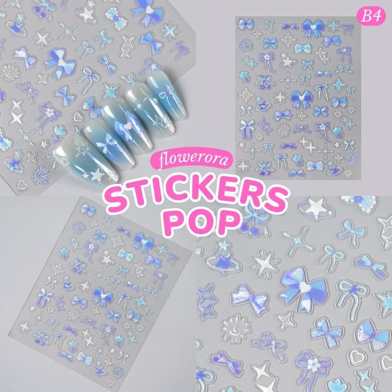 สติกเกอร์โบว์นูน มีมิติ 5D Stickers Nail Pop สติกเกอร์ติดเล็บ ติดของใช้ ติดปุ๊บ น่ารักปั๊บ รูปที่ 4
