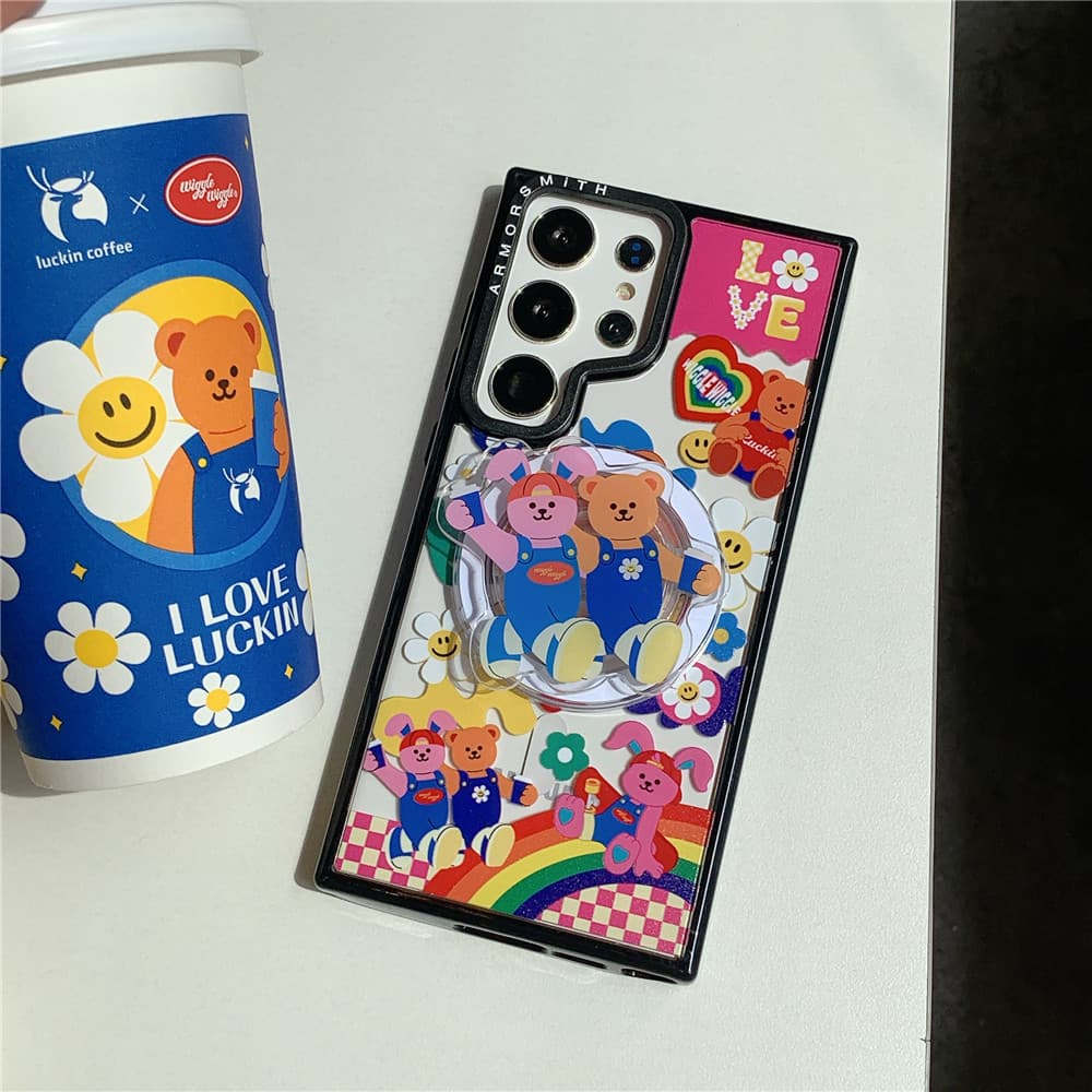 เคสหมีน่ารักสําหรับ Samsung Galaxy S26Ultra S25 S24 S23 FE Creative Magnetic กันกระแทก Hard ฝาหลัง รูปที่ 9