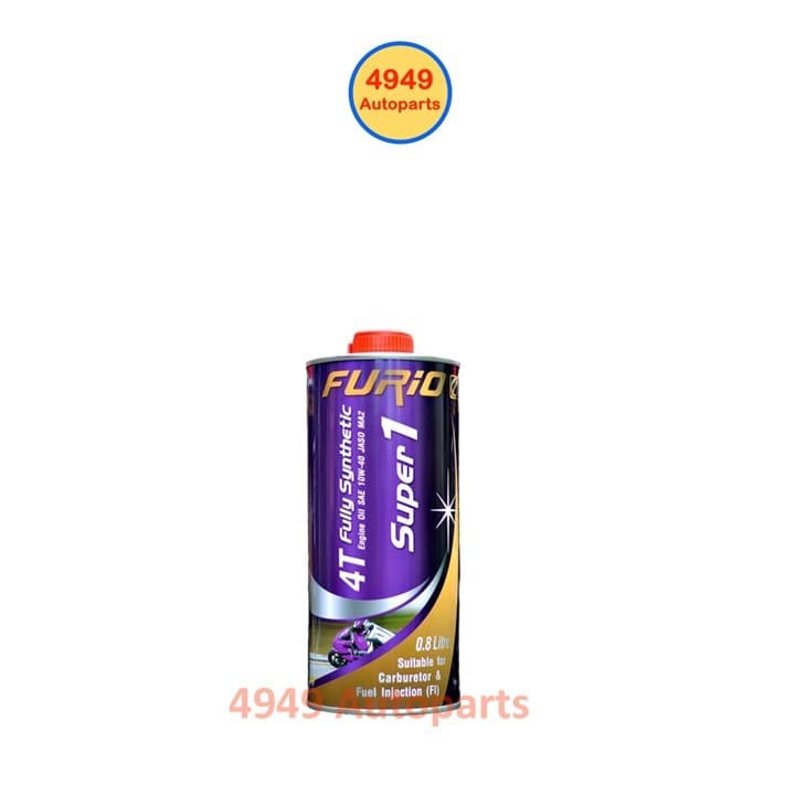 น้ำมันเครื่อง FURIO ฟูริโอ Super1 มอเตอร์ไซด์ 4T 10W-40 10W40 สังเคราะห์ 0.8L รูปที่ 1
