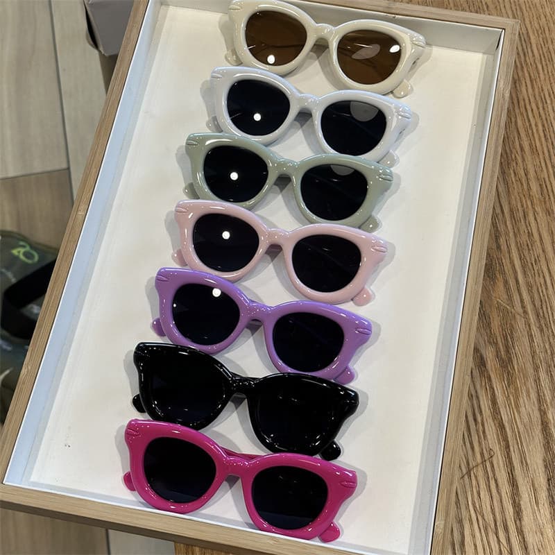 Retro Elliptic กรอบแว่นกันแดดเด็กฤดูร้อนกลางแจ้ง UV Protection สําหรับทารกและเด็กผู้หญิง แว่นตาป้องกันแสงแดด รูปที่ 4