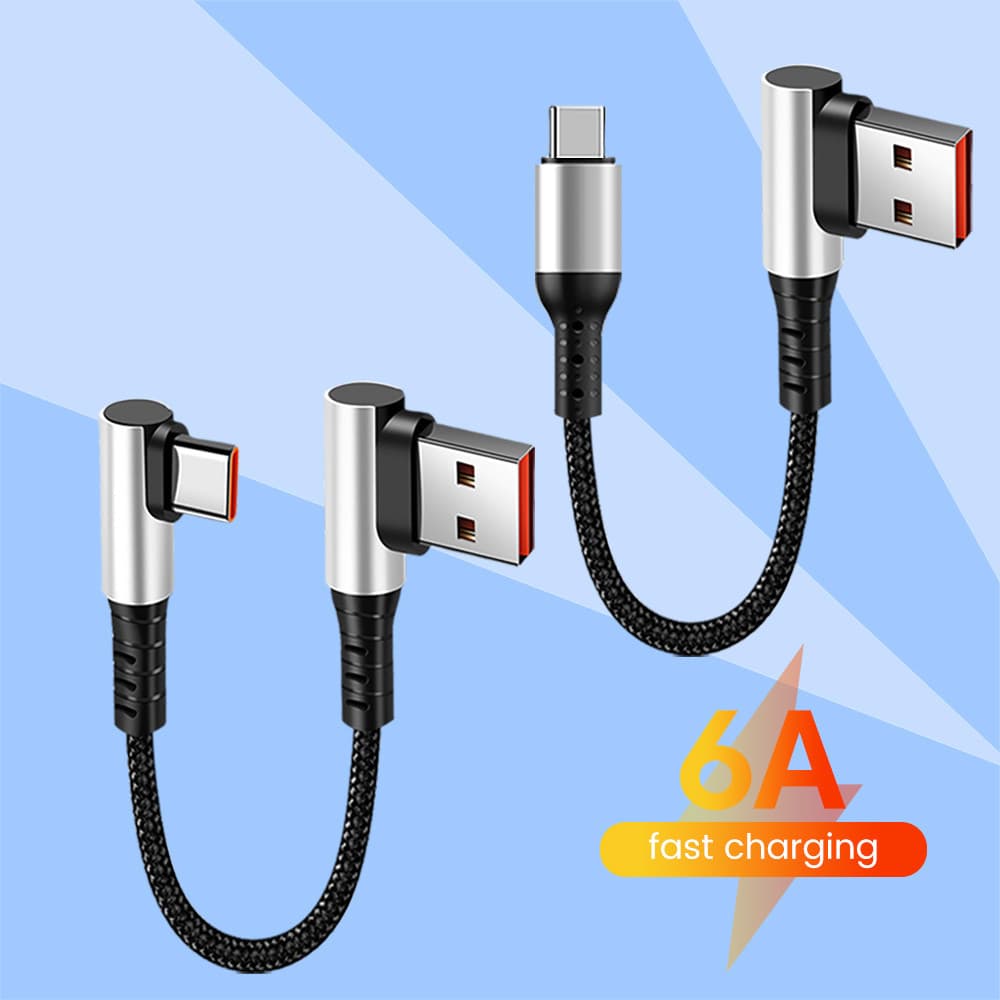 Elough 0.25M 0.5M ข้อศอก/ตรง USB ถึง Type C สาย 6A Fast Charging ประเภท C ถึง Type C PD Data สายไฟสั้นสําหรับ Power Bank โทรศัพท์มือถือ รูปที่ 2