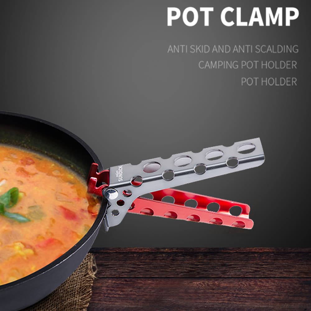อลูมิเนียมหม้อ Clamp Pan Handler หม้อ Lifter ทําอาหาร Gripper Camping เครื่องครัวที่ใส่จาน รูปที่ 5