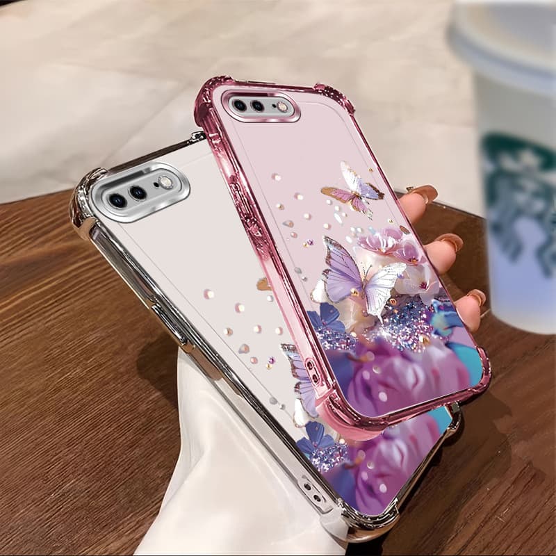 กันกระแทก Case สําหรับ iPhone 6 6s 7 8 plus เคสโทรศัพท์ TPU 2025 ออกแบบใหม่ผีเสื้อดอกไม้อุปกรณ์เสริมฝาครอบ SZ28 รูปที่ 2