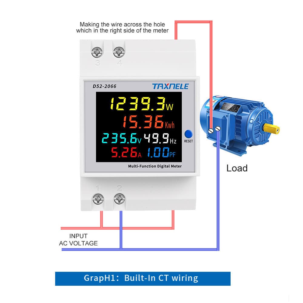 เครื่องวัดพลังงานไฟฟ้า หน้าจอสี Tuya WiFi 8in1 Power Meter APP ควบคุม 2P AC 170-270V 63A แรงดันไฟฟ้าเมตรไฟฟ้าเมตร รูปที่ 6