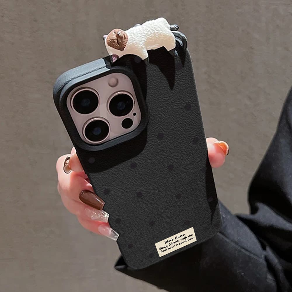 เคสโทรศัพท์มือถือ For iPhone 13 11 16 pro max Case iPhone 11 17 15 pro max 12 14 13 pro max ลูกแมวลายจุด INS รูปที่ 8