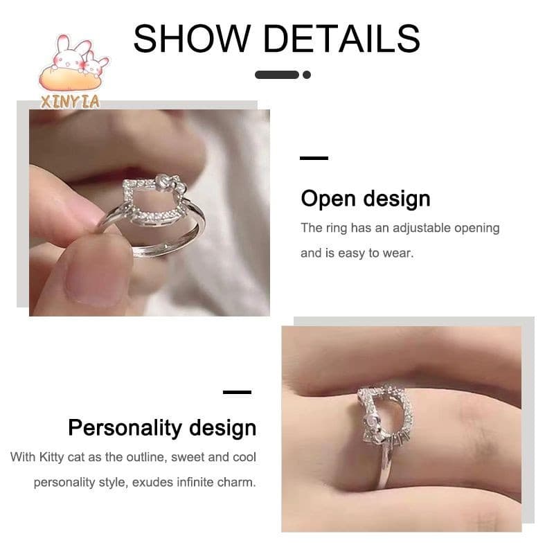แหวนkittyแหวนมือแมวฝังเพชรINSสไตล์ญี่ปุ่นหวานน่ารักแหวนนิ้วผู้หญิงทุกวันสวมใส่ไม่ซีดจาง.xinyia.th รูปที่ 8