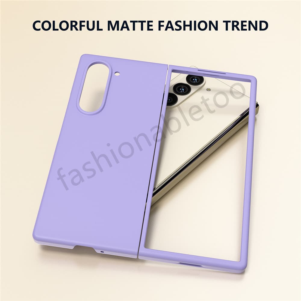 ปลอกสีทึบสําหรับ Samsung Galaxy Z พับ 7 6 5 4 3 Fold7 Fold6 Fold5 ZFold7 ZFold6 ZFold5 ZFold4 ZFold3 ปลอก Macaron ผิวรู้สึกพับกันกระแทกป้องกันปกหลัง รูปที่ 6