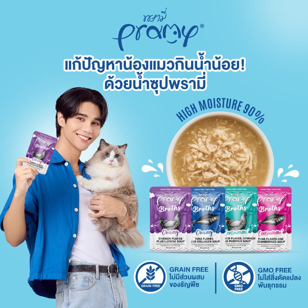 Pramy Broths อาหารเปียกแมว พรามี่ ซุปแมว น้ำแมว กระตุ้นการทานน้ำ สูตร ไก่ ปลา ขนาด 40g รูปที่ 2