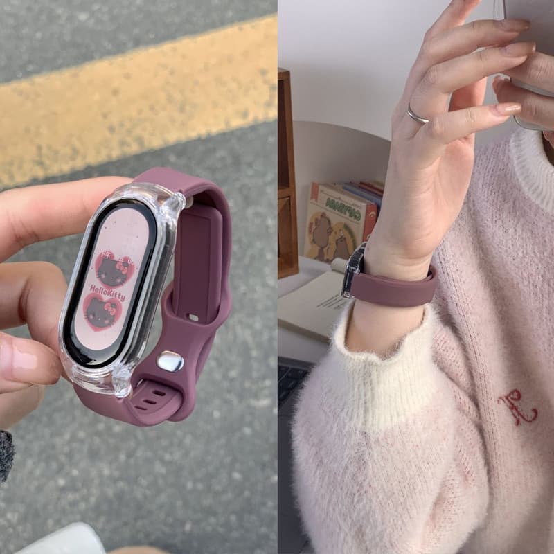 สายรัดซิลิโคนนิ่มสำหรับสปอร์ต Xiaomi Mi Band 9, เคสป้องกัน PC ใส สายรัดซิลิโคนแบบเปลี่ยนได้ เหมาะสำหรับ Xiaomi Mi Band รูปที่ 7
