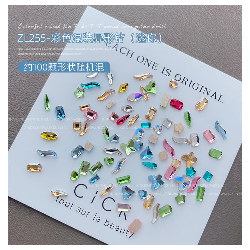 เล็บตกแต่งเล็บเพชร DIY สติ๊กเกอร์ติดเล็บ Rhinestone คริสตัล Mini ขนาดด้านล่างแบน 100 ชิ้น KOUDAN รูปที่ 9