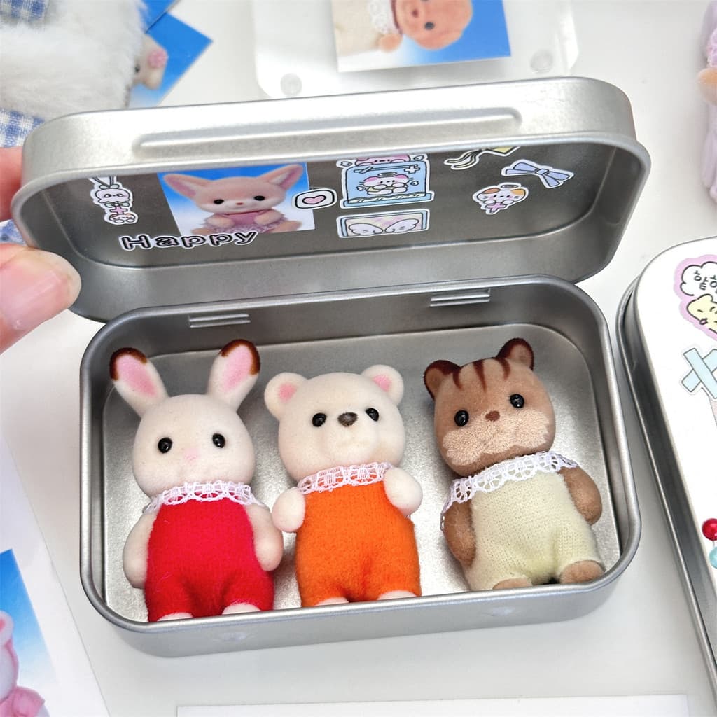 กล่องดีบุกเงิน Flip Cover Case กล่องเหล็ก Mini Storage Box Desk Organizer รูปที่ 5