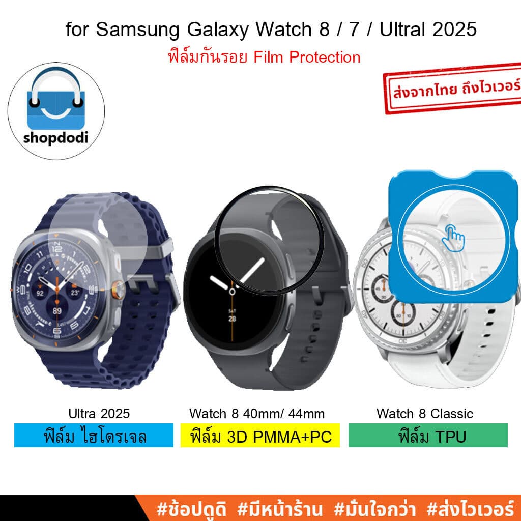 Shopdodi ฟิล์ม สำหรับ Samsung Galaxy Watch8 Watch 8Classic Ultra2 Watch7 Watch FE Film ฟิล์มกันรอย รูปที่ 1