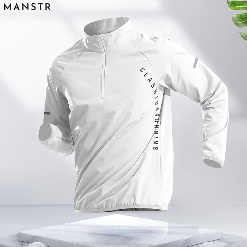 MANSTR ผู้ชายวิ่งออกกําลังกายกีฬาเสื้อแขนยาวและกางเกงดริฟท์ตาข่ายการฝึกอบรมชุดกีฬาฟุตบอลชุดกีฬาชุดเซ็ตผู้ชาย รูปที่ 1