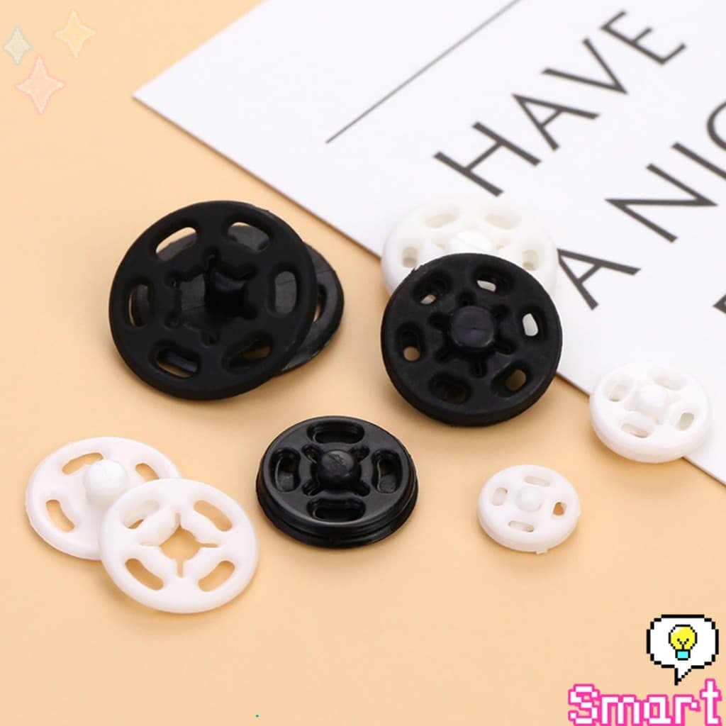 10คู่ กระดุมแป๊กพลาสติก สีดำ สีขาว สีใสแบบเย็บ 10mm 15mm กระดุมแป๊กพลาสติกสีดำ Invisible button รูปที่ 5