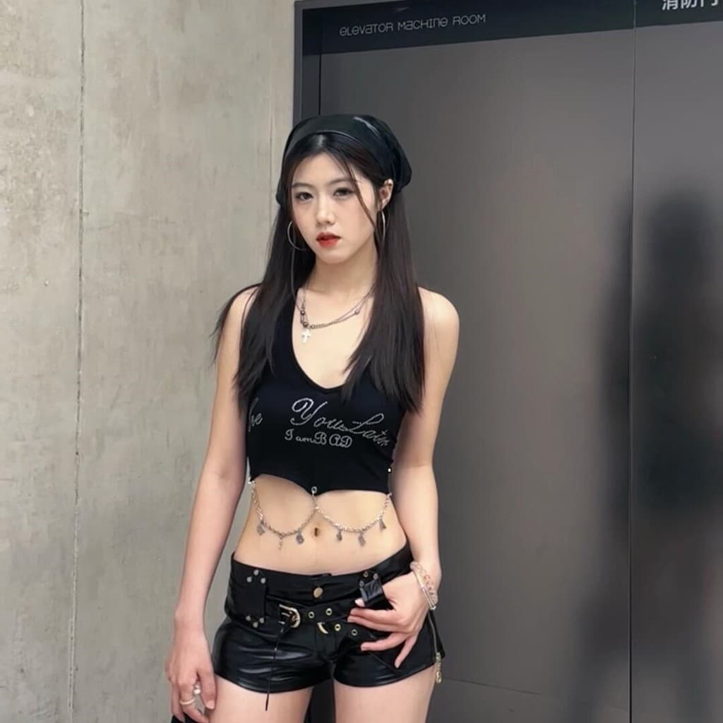 คล้องคอ เซ็กซี่ เปิดไหล่ เสื้อคล้องคอ มีฟองน้ำ ใส่สบาย ครอปสั้น "FYN41" -HQingsun รูปที่ 2