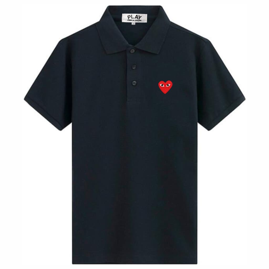 Fashion PLAY ปักหัวใจ เสื้อยืดโปโลผู้ชาย Super สบายและปลอดภัย Cotton Polo Tops เสื้อยืดผู้ชาย รูปที่ 2