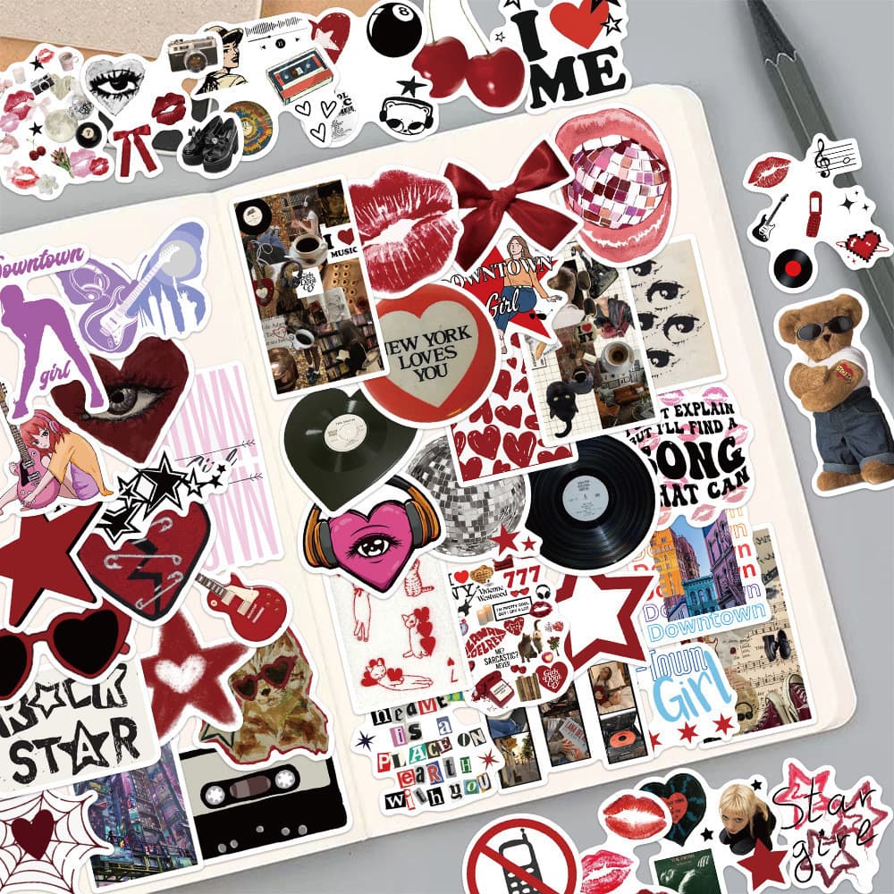 Downtown Y2K Girls INS sticker สติกเกอร์กันน้ำรูปแบบที่แตกต่างกัน 50ชิ้น รูปที่ 2