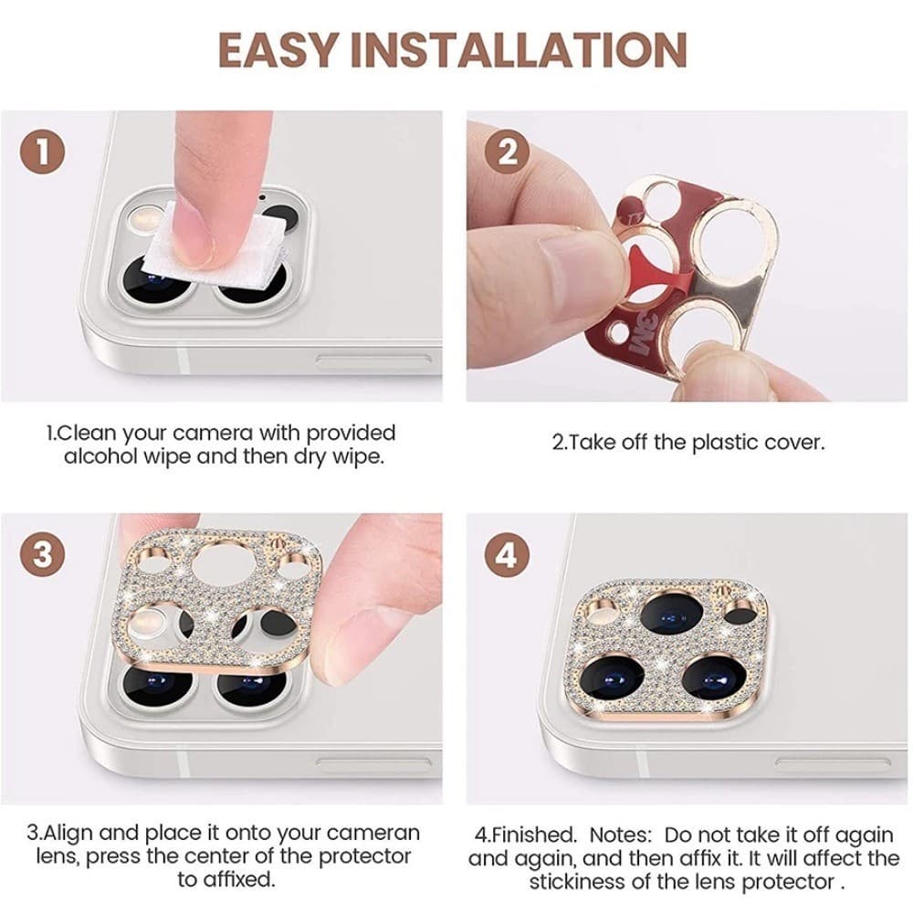 GOODSparkling Diamond เลนส์หรูหรา For iPhone 16 15 14 13 11 12 Pro Max 16Plus กล้องแหวนแก้วเลนส์โทรศัพท์ป้องกันฟิล์ม รูปที่ 9