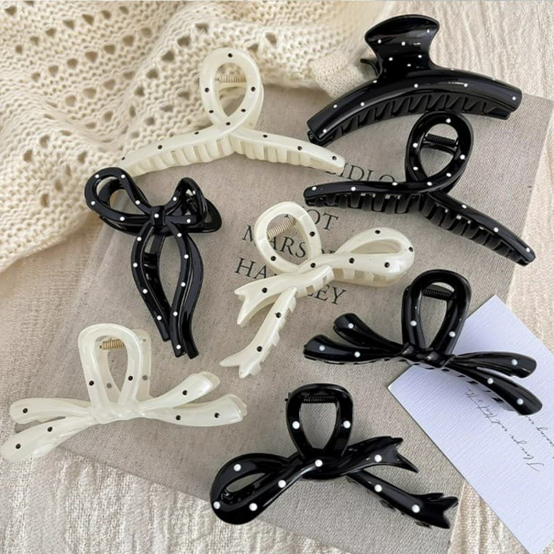 แฟชั่นกิ๊บติดผมสีขาวและดำสำหรับผู้หญิง .ACCESSORIES HEADWEAR รูปที่ 1