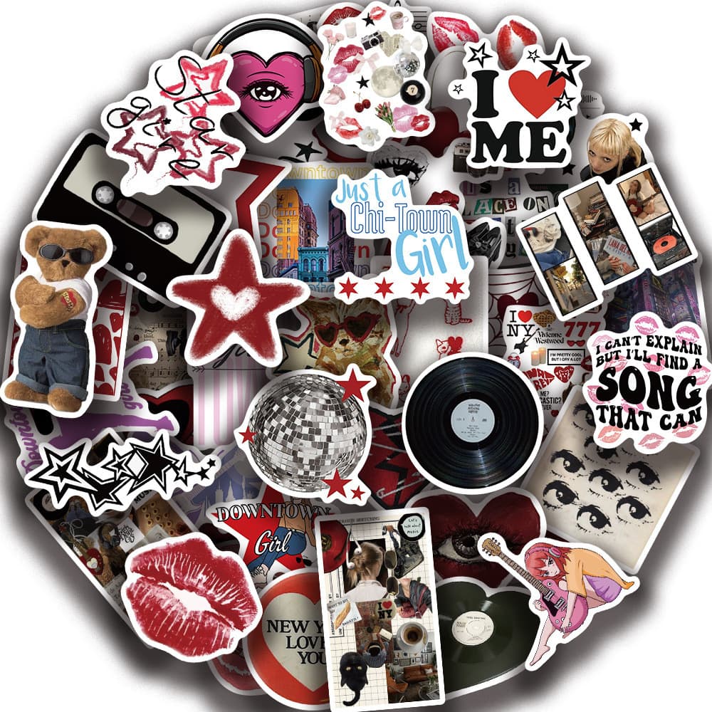 Downtown Y2K Girls INS sticker สติกเกอร์กันน้ำรูปแบบที่แตกต่างกัน 50ชิ้น รูปที่ 1