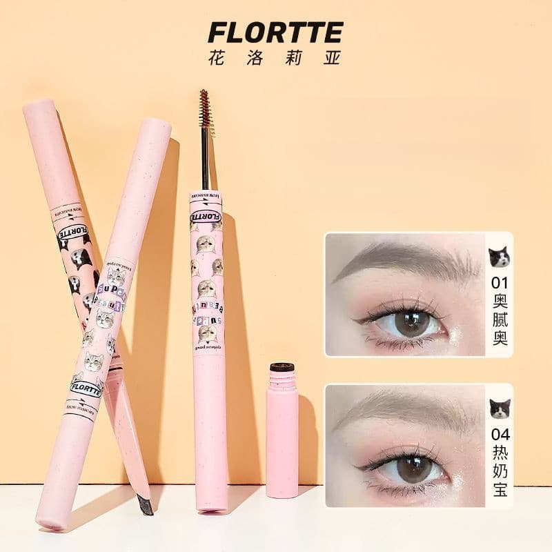 Flortte ดินสอเขียนคิ้ว Double-Headed Blade ดินสอเขียนคิ้ว Eyebrow Dyeing Paste Two-In-One ติดทนนานกันน้ํา Sweatproof Light สีไม่ Decolorization ดินสอเขียนคิ้ว รูปที่ 3