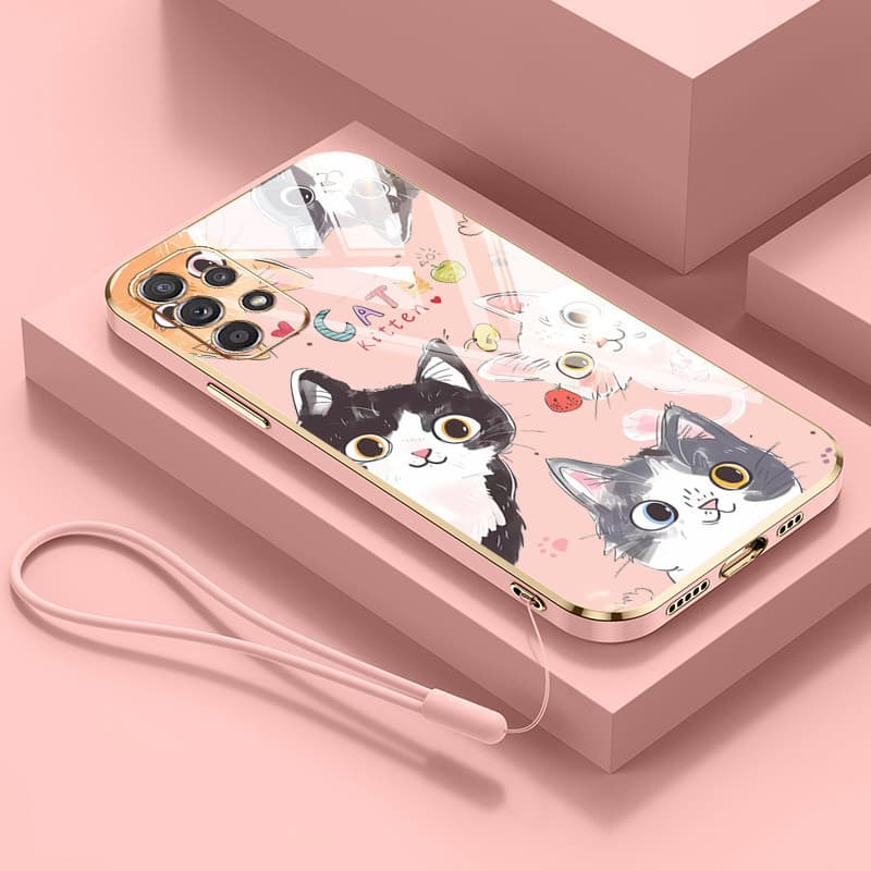 SAMSUNG ปลอกสําหรับsamsung Galaxy A23 A32 A52 A72 4G 5G A33 A53 A73 M32 A52S 5GรอบEyed CatหรูหราElectroplating Anti Dropเคสโทรศัพท์แบบนุ่ม รูปที่ 3