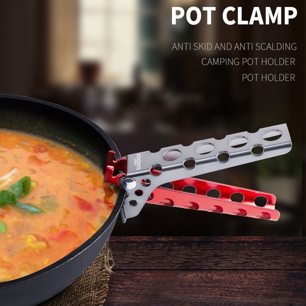 อลูมิเนียมหม้อ Clamp Pan Handler หม้อ Lifter ทําอาหาร Gripper Camping เครื่องครัวที่ใส่จาน รูปที่ 2