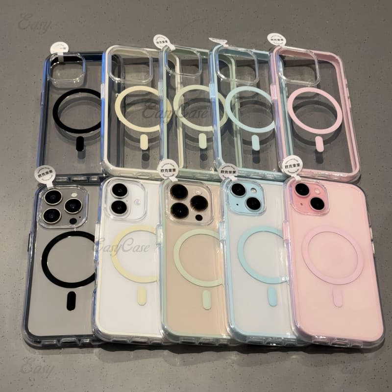 Simple 2-in-1 โปร่งใส เคสโทรศัพท์สําหรับ iPhone 16 15 14 13 12 11 Pro Max ป้องกันลื่นและป้องกันการตกกระแทกฝาหลัง รูปที่ 1