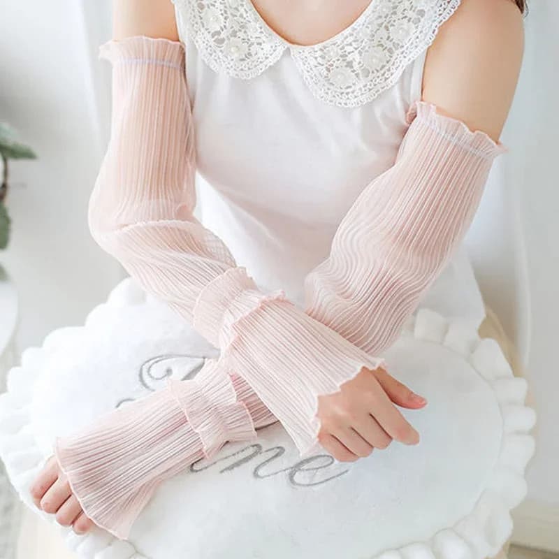 ถุงมือ lady fingerless สำหรับฤดูร้อน ป้องกันแสงแดด UV กันเหงื่อได้ดี รูปที่ 4