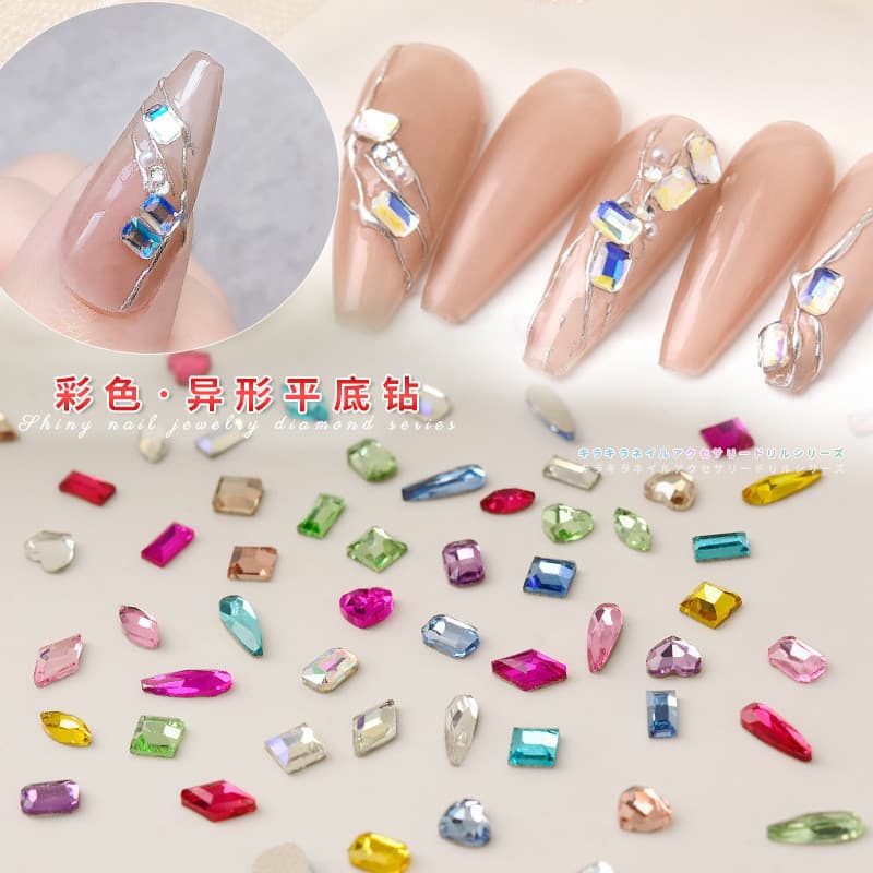 เล็บตกแต่งเล็บเพชร DIY สติ๊กเกอร์ติดเล็บ Rhinestone คริสตัล Mini ขนาดด้านล่างแบน 100 ชิ้น KOUDAN รูปที่ 4