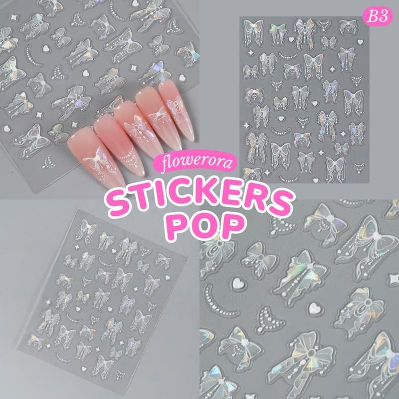 สติกเกอร์โบว์นูน มีมิติ 5D Stickers Nail Pop สติกเกอร์ติดเล็บ ติดของใช้ ติดปุ๊บ น่ารักปั๊บ รูปที่ 8