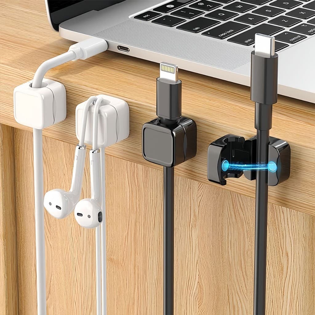 ที่เก็บสายชาร์จ ประเภทแม่เหล็ก สายไฟ อุปกรณ์จัดระเบียบสาย USB 6ชิ้น/แพ็ค ดำหรือขาว cable storage clip รูปที่ 6
