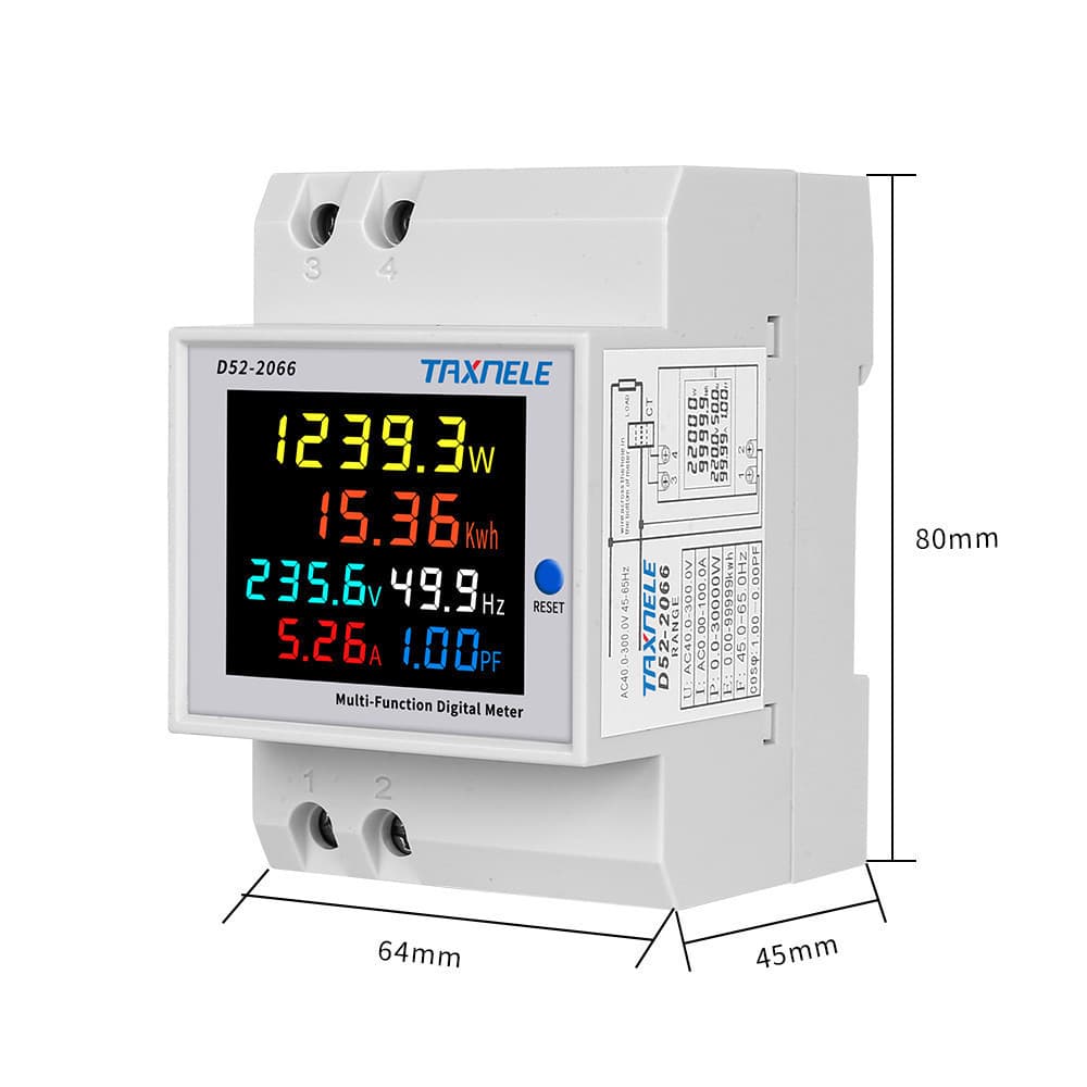 เครื่องวัดพลังงานไฟฟ้า หน้าจอสี Tuya WiFi 8in1 Power Meter APP ควบคุม 2P AC 170-270V 63A แรงดันไฟฟ้าเมตรไฟฟ้าเมตร รูปที่ 4
