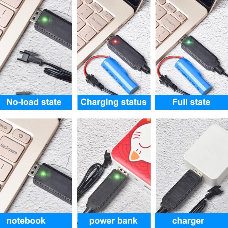 HdoorLink สายชาร์จ USB สําหรับ 3.7V แบตเตอรี่ลิเธียม Charger SM-2P ส่งต่อ RC รถเครื่องบินอะไหล่ RC Quadcopter ของเล่น LED แสดงสถานะ Charger รูปที่ 3
