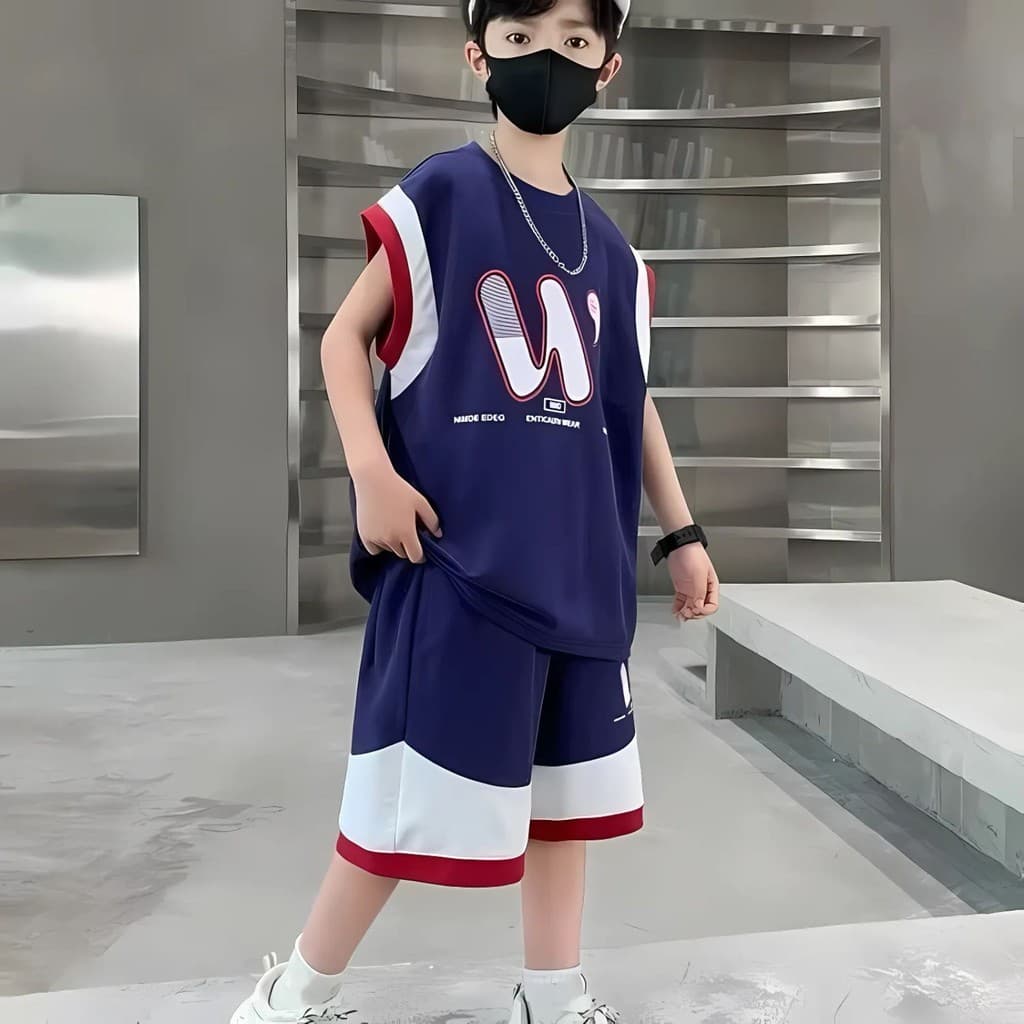 Modeng Baby เซ็ตแขนกุด สกรีนตัว2 สี เสื้อแขนสั้น กางเกงขาสั้น เซท 2 ชิ้น ใส่เที่ยวเท่ห์ๆ ด้วยชุดเซท เนื้อผ้านุ่ม รูปที่ 2