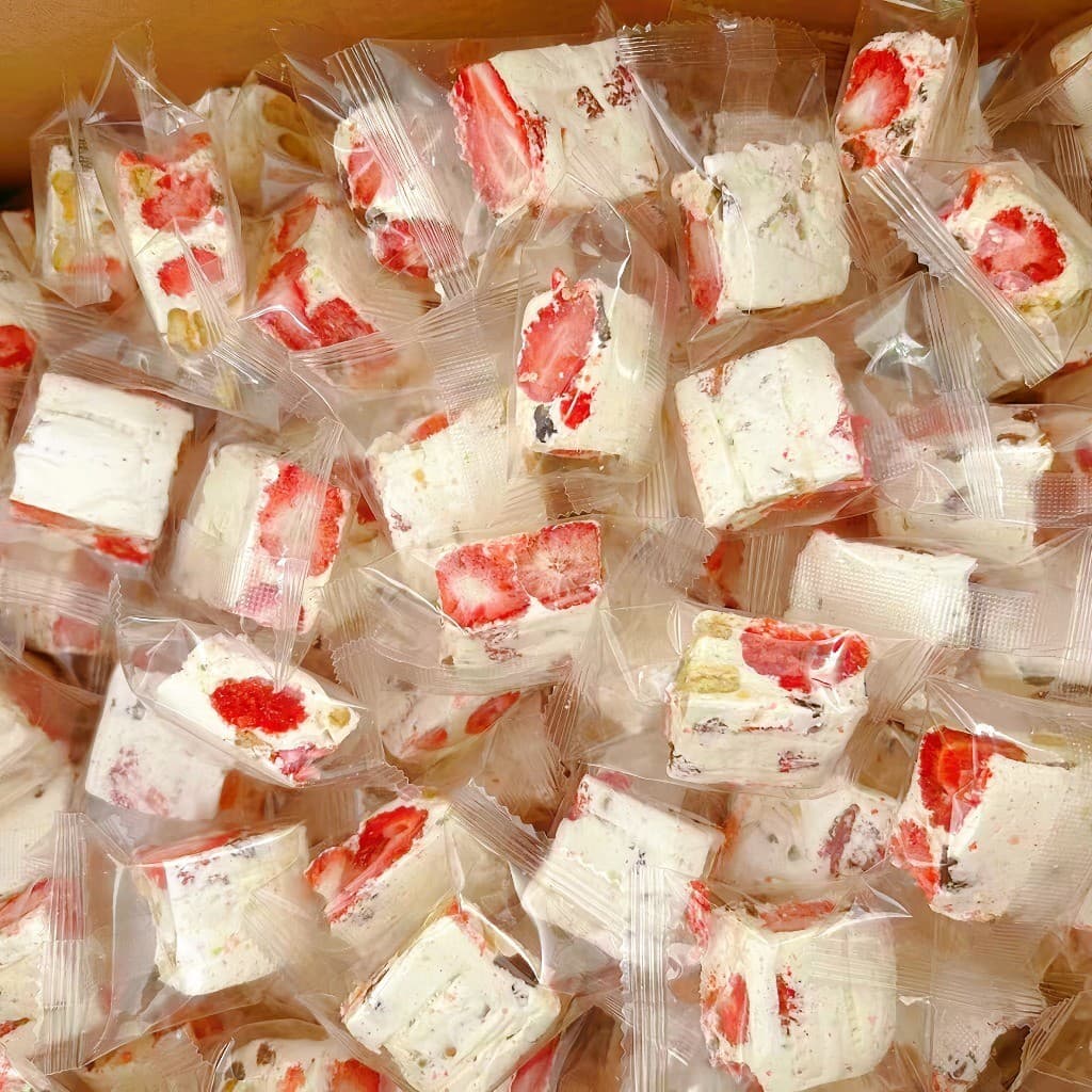 Y.M นูกัตไต้หวัน Nougat ผสมFDสตรอว์เบอร์รี่กับลูกเกด นูกัสรสนมแพะ ขนมคุ้กกี้ไต้หวันนมเคลือบตังเม รูปที่ 7