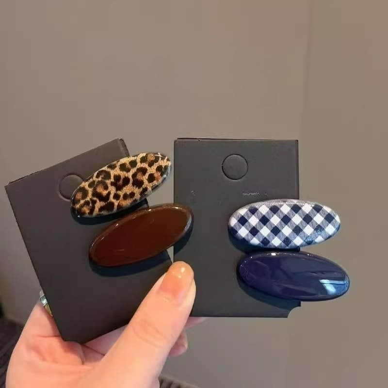 หนีบผมทรง BB สีน้ำเงินลายเสือดาว ขนาด 1/2 ชิ้น อุปกรณ์เสริมผมสำหรับแฟชัน รูปที่ 7