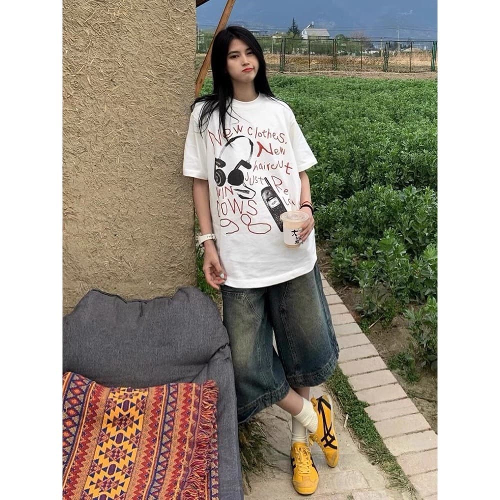 COD MAO Shop เสื้อoversize เสื้อยืดลําลอง แขนสั้น คอกลม พิมพ์ลายตู้เสื้อผ้า พิมพ์มือ ผ้าโพลีเอสเตอร์ รูปที่ 8