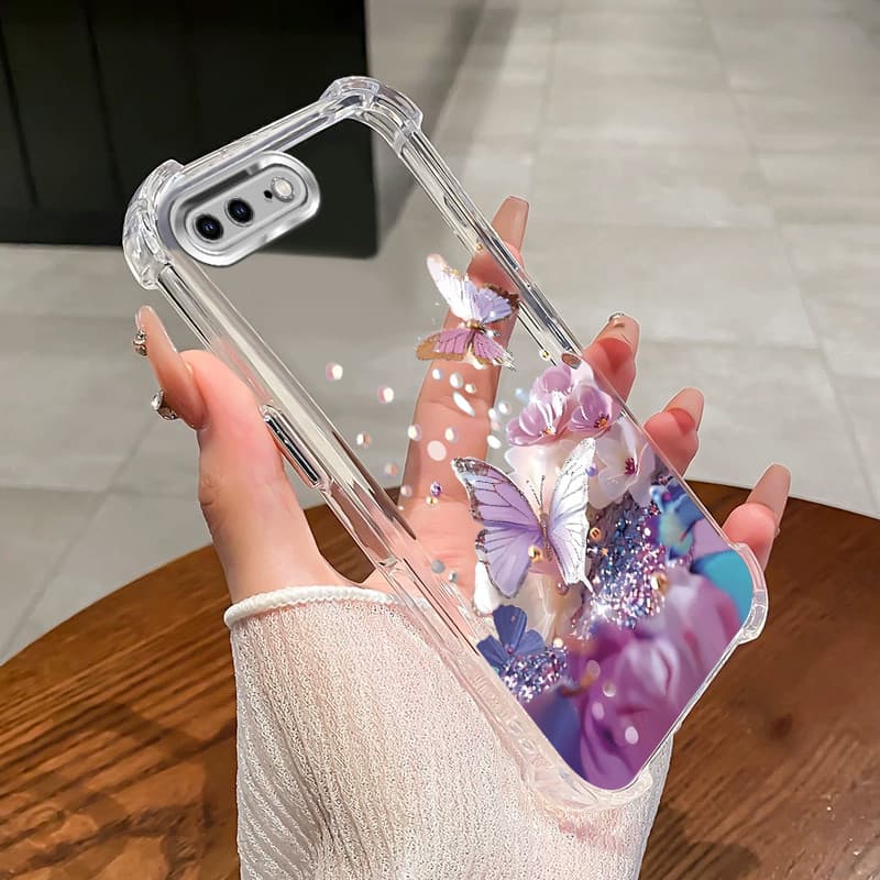 กันกระแทก Case สําหรับ iPhone 6 6s 7 8 plus เคสโทรศัพท์ TPU 2025 ออกแบบใหม่ผีเสื้อดอกไม้อุปกรณ์เสริมฝาครอบ SZ28 รูปที่ 3