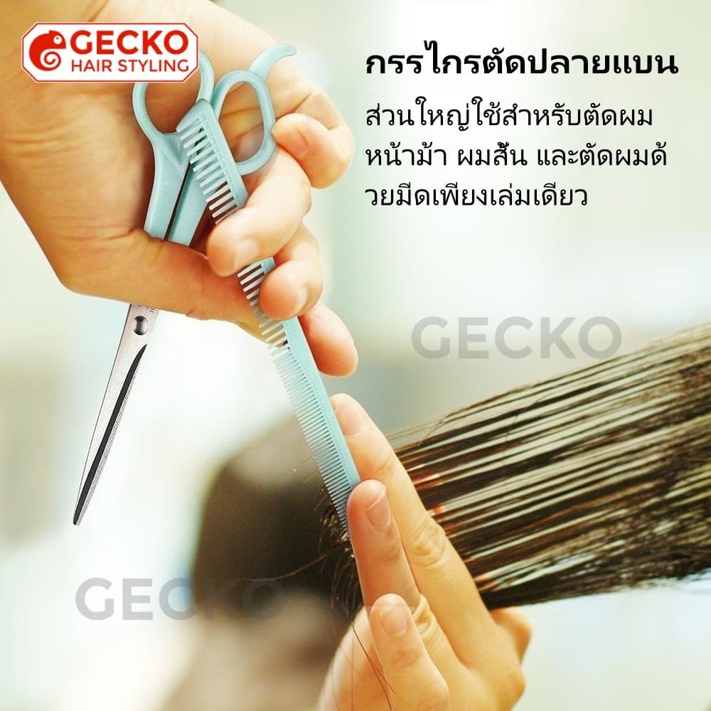 ชุดกรรไกรตัดผม กรรไกรตัดผมสแตนเลส กรรไกรตัดหน้าม้า กรรไกรซอยผม กรรไกรตัดผมหัวแบน ชุดตัดผมใช้ในบ้าน 3 ชิ้น รูปที่ 5