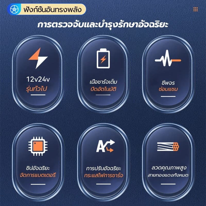 5IN1ชาร์จแบตเตอรี่ เครื่องชาร์จแบตเตอรี่รถยนต์ 12V/24V ซ่อมแซมแบตเตอรี่ที่เสียหายและฟื้นฟูสุขภาพ เครื่องชาร์จ charger รูปที่ 3