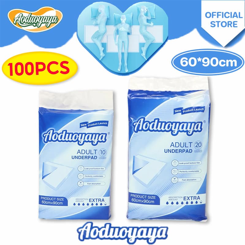 Aoduoyaya แผ่นรองซับผู้ใหญ่ 100ชิ้น ผ้ารองฉี่ ใช้แล้วทิ้ง ดูดซึมได้รวดเร็ว Bed Sheet 60x90cm รูปที่ 1