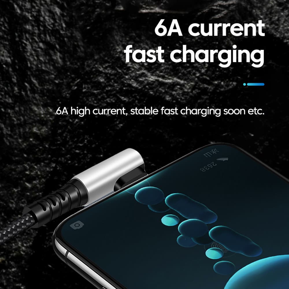 Elough 0.25M 0.5M ข้อศอก/ตรง USB ถึง Type C สาย 6A Fast Charging ประเภท C ถึง Type C PD Data สายไฟสั้นสําหรับ Power Bank โทรศัพท์มือถือ รูปที่ 5